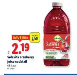 Lidl Solevita cranberry juice cocktail offer