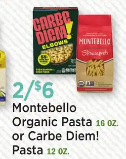 Heinen's Montebello Organic Pasta 16 OZ. or Carbe Diem! Pasta 12 OZ offer