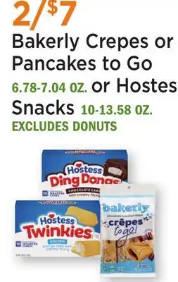 Heinen's Bakerly Crepes or Pancakes to Go 6.78-7.04 OZ. or Hostess Snacks 10-13.58 OZ offer