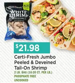 Heinen's Certi-Fresh Jumbo Peeled & Deveined Tail-On Shrimp offer