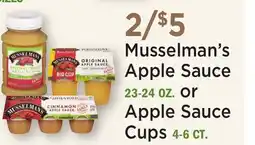Heinen's Musselman's Apple Sauce 23-24 OZ. or Apple Sauce Cups 4-6 CT offer