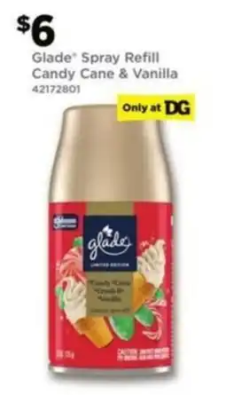 Dollar General Glade Spray Refill Candy Cane & Vanilla offer