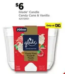 Dollar General Glade Candle Candy Cane & Vanilla offer