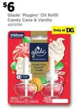 Dollar General Glade Plugins Oil Refill Candy Cane & Vanilla offer