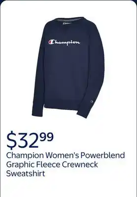 Walmart Champion Women's Powerblend Graphic Fleece Boyfriend Crewneck Sweatshirt offer