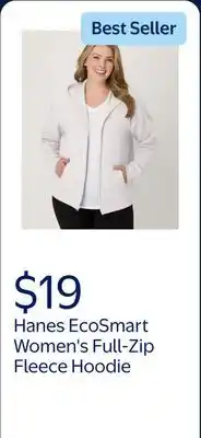 Walmart Hanes EcoSmart Women's Full-Zip Fleece Hoodie White M offer
