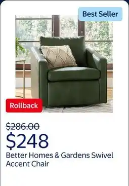 Walmart Better Homes & Gardens Steele Swivel Accent Chair, Olive Faux Leather offer