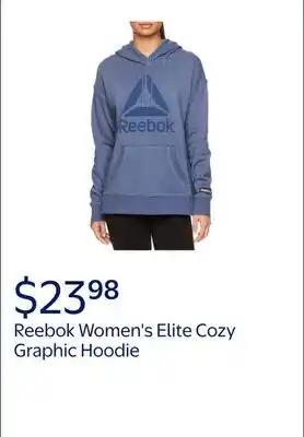 Walmart Reebok Women's Elite Cozy Graphic Hoodie with Drawstring and Pockets offer