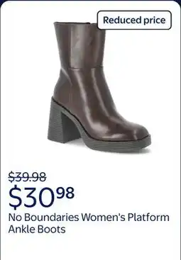 Walmart No Boundaries Women's Platform Ankle Boots offer