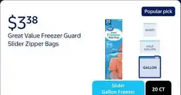 Walmart Great Value Freezer Guard Slider Zipper Bags, Gallon Freezer, 20 Count offer