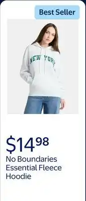 Walmart No Boundaries Essential Fleece Hoodie, Women's offer