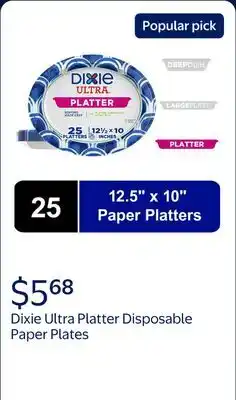 Walmart Dixie Ultra Platter Disposable Paper Plates, 12.5x10, Multi-Color, 25 Count offer