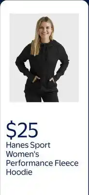 Walmart Hanes Sport Women's Performance Fleece Hoodie Black/Black Heather 2XL offer