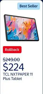 Walmart TCL NXTPAPER 11 Plus 11 Tablet, 256GB, Android 15, Onyx Black offer