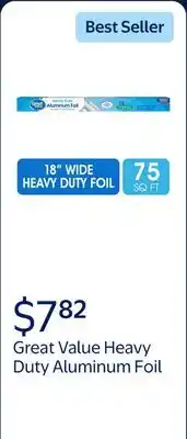 Walmart Great Value Heavy Duty Aluminum Foil, 75 sq ft offer