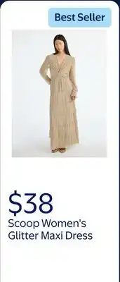 Walmart Scoop Women's and Women's Plus Glitter Ruffle Maxi Dress, Sizes XS-4X offer