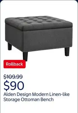 Walmart Alden Design Modern Linen-like Storage Ottoman Bench with Button-Tufted for Entryway, Dark Gray offer