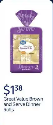 Walmart Great Value Brown and Serve White Dinner Rolls, 12 oz, 12 Count offer