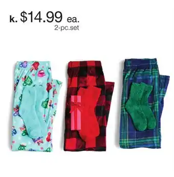 JC Penney Sleep Chic Minky Pants With Socks offer