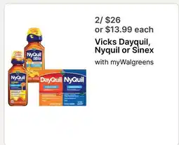 Walgreens Vicks Dayquil, Nyquil or Sinex offer