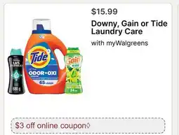 Walgreens Downy, Gain or Tide Laundry Care offer