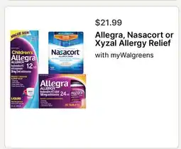 Walgreens Allegra, Nasacort or Xyzal Allergy Relief offer