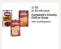 Walgreens Campbell's Chunky Chili or Soup offer