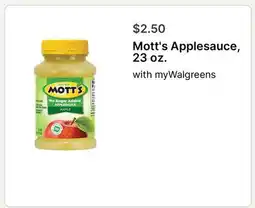 Walgreens Mott's Applesauce 23 oz offer