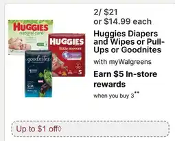 Walgreens Huggies Diapers and Wipes or Pull-Ups or Goodnites offer