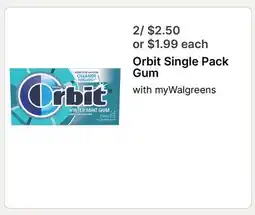 Walgreens Orbit Single Pack Gum offer