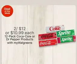 Walgreens 12-Pack Coca-Cola or Dr Pepper Products offer