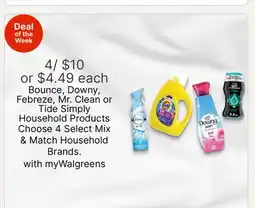 Walgreens Bounce, Downy, Febreze, Mr. Clean or Tide Simply Household Products offer