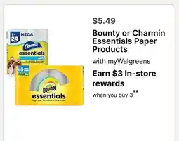 Walgreens Bounty or Charmin Essentials Paper Products offer