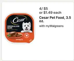 Walgreens Cesar Pet Food, 3.5 oz offer