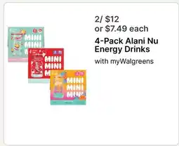Walgreens 4-Pack Alani Nu Energy Drinks offer