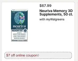 Walgreens Neuriva Memory 3D Supplements, 50 ct offer