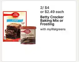Walgreens Betty Crocker Baking Mix or Frosting offer