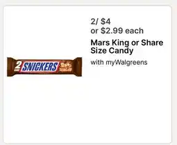 Walgreens Mars King or Share Size Candy offer