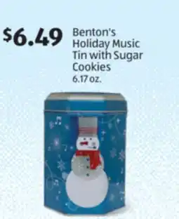 Aldi Benton's Holiday Music Tin with Sugar Cookies offer