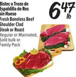 El Super Fresh Fresh Boneless Beef Shoulder Clod Steak or Roast offer