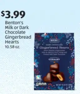 Aldi Benton's Milk or Dark Chocolate Gingerbread Hearts offer