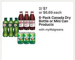 Walgreens 6-Pack Canada Dry Bottle or Mini Can Products offer