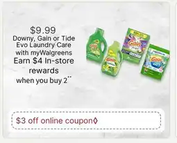 Walgreens Downy, Gain or Tide Evo Laundry Care offer