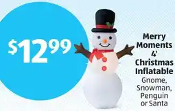 Aldi Merry Moments 4' Christmas Inflatable Gnome, Snowman, Penguin or Santa offer