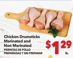 Vallarta Supermarkets Chicken Drumsticks Marinated and Non Marinated / PIERNITAS DE POLLO PREPARADAS Y SIN PREPARAR offer