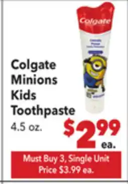 Vallarta Supermarkets Colgate Minions Kids Toothpaste offer