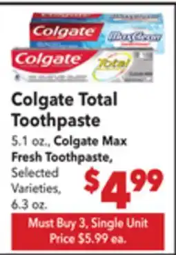 Vallarta Supermarkets Colgate Total Toothpaste offer