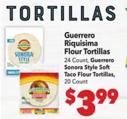 Vallarta Supermarkets Guerrero Riquisima Flour Tortillas offer