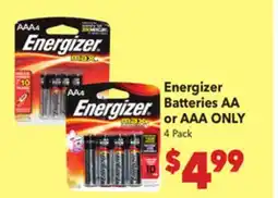 Vallarta Supermarkets Energizer Batteries AA or AAA ONLY offer