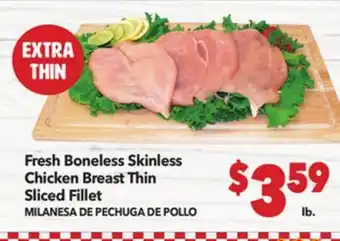 Vallarta Supermarkets Fresh Boneless Skinless Chicken Breast Thin Sliced Fillet / MILANESA DE PECHUGA DE POLLO EXTRA THIN offer